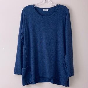 Masai Merino Wool Alpaca Blend Sweater Blue Long Sleeve with Pockets Size Large